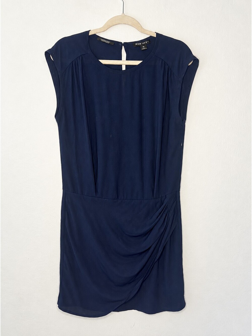 Scotch & Soda Navy Draped Ruched Cap Sleeve Mini Dress Size 1 Small